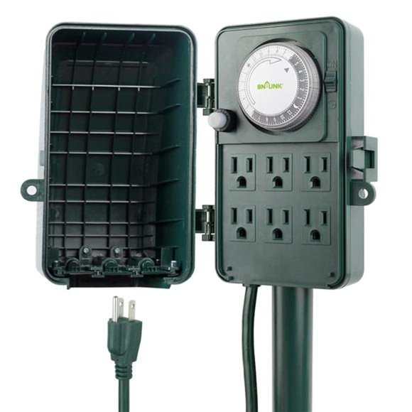 BN-LINK Outdoor Multi Socket Timer, 6 Outlet  Power Stake with 6ft Cords - Picture 1 of 6